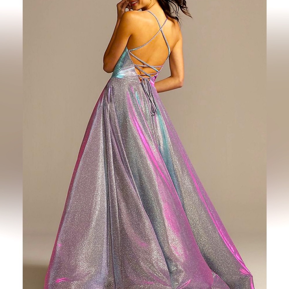 Prom Ball Gown with Lace Up Back and Pockets